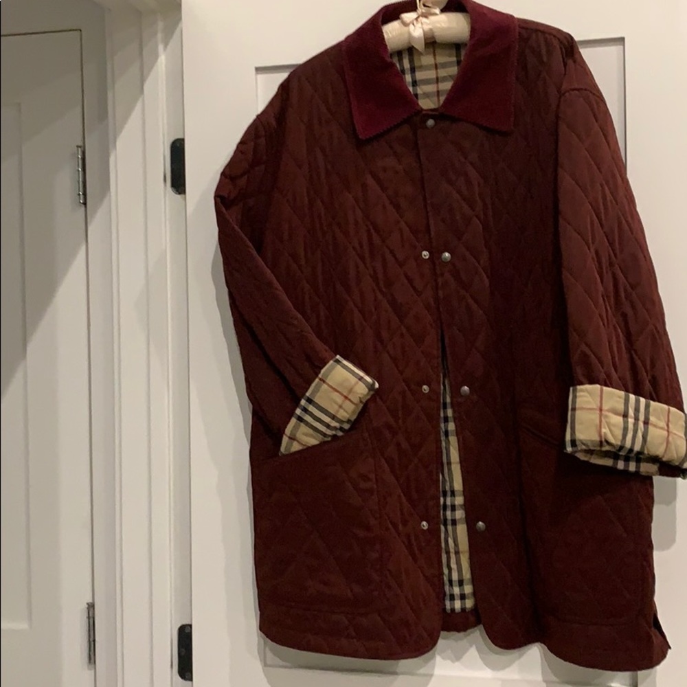 Burberry burgundy with Corduroy collar jacket